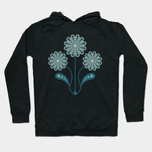 ANEMONE Retro Vintage Mid-Century Modern Floral Botanical in Cozy Teal Powder Blue Cream Midnight Blue-Black - UnBlink Studio by Jackie Tahara Hoodie